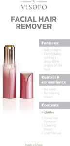 Facial Hair Removal for Women | Electric Razor Device Small Mustache Dermaplaning Remover Tools Tweezers Epilator Trimmer Face Dermaplane Shavers Beauty Gadgets Set Accessories by VISOFO (RoseQuartz)