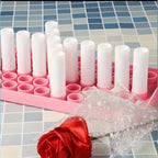 50 Lip Balm Container Kit with Filling Tray and Spatula, Round Tube Refillable Empty Tube 3 Colors, 0.15 oz, BPA Free, for DIY Homemade Lipstick Lipstick (50 white kits,)