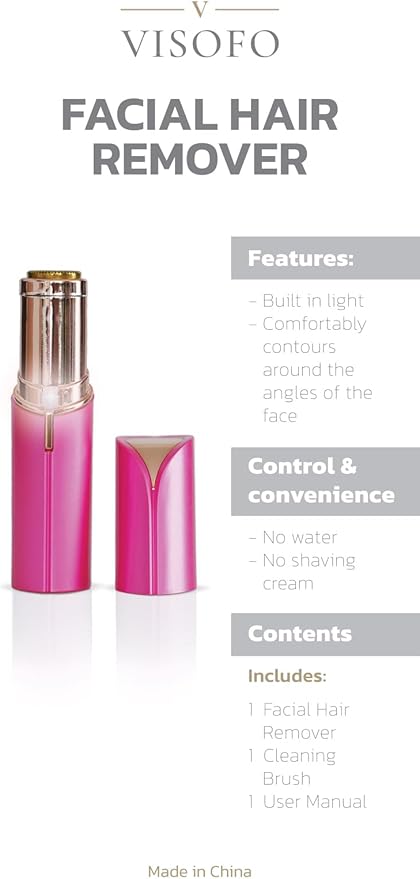 Facial Hair Removal for Women | Electric Razor Device Small Mustache Dermaplaning Remover Tools Tweezers Epilator Trimmer Face Dermaplane Shavers Beauty Gadgets Set Accessories by VISOFO (Rubellite)