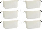 Juvale 6 Pack Canvas Makeup Bags with Zipper - 11.75 x 5.5 In White Cotton Canvas Makeup Bag Set for Toiletries and DIY Crafts