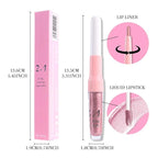 evpct Light Pink Metallic Shimmer Lip Liner and Lipstick Combo Lip Gloss Stain Set Makeup for Women Long Lasting Waterproof 24, Light Voilet Frosted Metallic Glitter Glossy Iridescent Liquid Lipstick