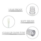 COSIDEA 24 pcs Empty 5ml big brush lip gloss tube White round lipgloss tubes container with big doe foot wand