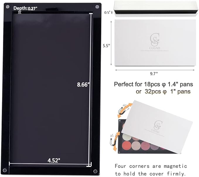 Acrylic empty Magnetic Eyeshadow Palette Makeup Palette empty with glass mirror DIY depotting palette for Eyeshadow dABL2-1(1 layer))