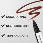 Longwear Liquid Lip Liner Stain Marker Pen Long Lasting Waterproof, Chocolate Cocoa Dark Red Brown Matte Semi Permanent 24 Hour Lip Liner and Lipstick Combo, Color Stay Lipliner Lips Stain peel off 11