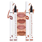 2Pcs Longwear Liquid Lip Liner Stain Marker Pen Set Long Lasting Waterproof, Mocha Nude Brown Matte Semi Permanent 24 Hour Lip Liner and Lipstick Combo, Color Stay Lipliner All Day Lip Stains peel off