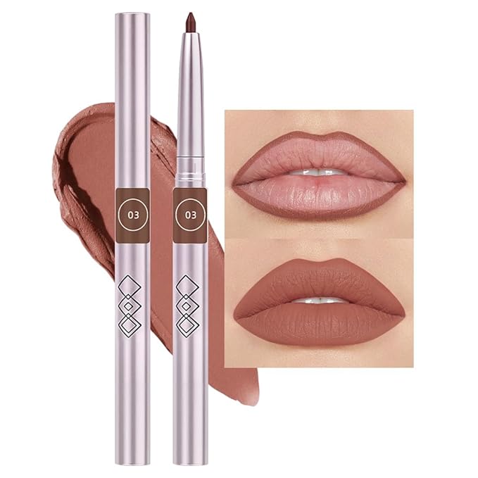 evpct Silky Smooth Lip Liner Pencil Retractable, Caramel Lip Liner Creamy Long-Lasting Formula for Precision Contouring Matte Velvet Pigmented Rich Lip Colors Crayon Lipstick 03