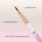 Acrylic Nail Brush Size 4,KEMEISI 100% Pure Kolinsky Nail Art Brushes Sturdy Handle Oval Shaped Acrylic Powder Nail Design Tools for Professional Manicure DIY Home Salon (White)