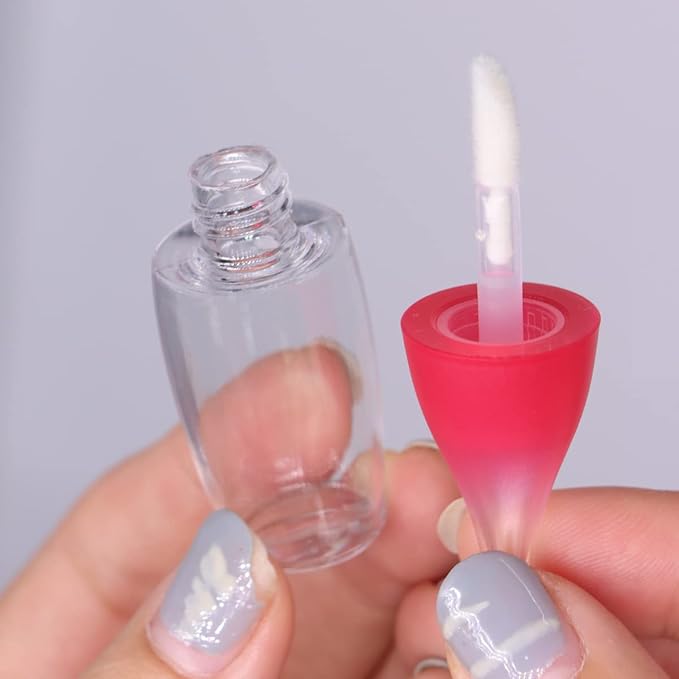 FZBNSRKO Lip Gloss Tubes, 10pcs 8ml Empty Refillable Bottles, Wineglass Shaped Containers for Women Girls, Reusable, Portable, Transparent and Red