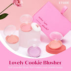 ETUDE Lovely Cookie Blusher #PK004 Peach Choux Wafers 4g | Glowing & Natural Powder Blush with Long-Lasting Sebum Control | Easy Application | Puffy Cushion for a Lovely Makeup Look