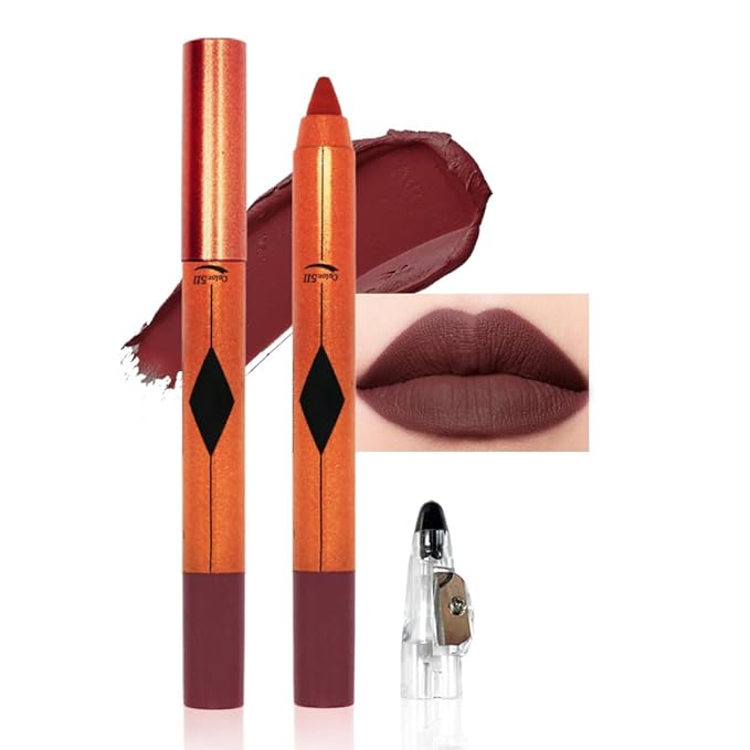 Rust Red Lip Liner Pencil, Smooth Matte Lipstick Crayon with Lip Pencil Sharpener for Women, Velvet Smudge Proof Smudgeproof Waterproof No Transfer Makeup Forever Lipliner 511#