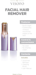 Facial Hair Removal for Women | Electric Razor Device Small Mustache Dermaplaning Remover Tools Tweezers Epilator Trimmer Face Dermaplane Shavers Beauty Gadgets Set Accessories by VISOFO (Amethyst)