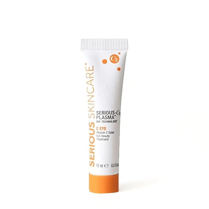 Serious Skincare - C3 Vitamin C Ester Eye Beauty Treatment with Hyaluronic Acid - For Dull & Dry Under Eyes - Soothing C3 Plasma Gel Formula for Fine Lines, Wrinkles, Discoloration - 0.5 oz.