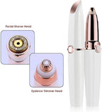Abhiya's Facial Hair Remover & Eyebrow Trimmer - 2 in 1 Electric Women's Face, Nose & Body Shaver - Painless Epilator - USB Rechargeable with LED Light