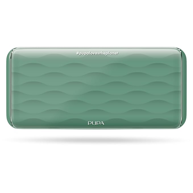 Pupa Milano Make-Up Palette M, 002 Green, 0.42 oz - Eyeshadow Palette with Matte, Shimmer, Metallic Finishes - Highly Pigmented Eyeshadow, Blush Palette - 11 Blendable Eye Makeup Shades - Talc-Free