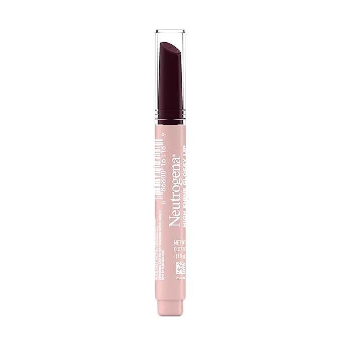 Neutrogena High Shine Glossy Lip with Maracuja Oil + Vitamins & Antioxidant Vitamin E, Nourishing Glossy Lip, Non-Retractable, Pigmented For Buildable Color, Black Dahlia, 0.07 oz