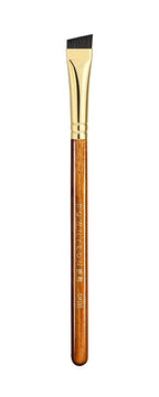 Desert Oak Series MicroBlade Angled Brow Brush - 11mm Ultra-Fine Nylon Bristles for 1mm Hair Strokes, Pomade/Gel/Powder Application, Bubinga & Brass (CM 190)