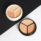 Pro 2pcs Tri-color Face Concealer Contour Palette.Demi Beige Color Correct Cream Foundation Palet.Natural Ivory Cream Makeup Plate Waterproof