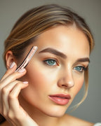 Eyebrow Razor with 6 Blades & Travel Case – Face Razors for Women & Men, Eyebrow Trimmer Shaper with Precision Cover, Facial Shaver & Dermaplaning Tool for Smooth Skin (Rose Gold)