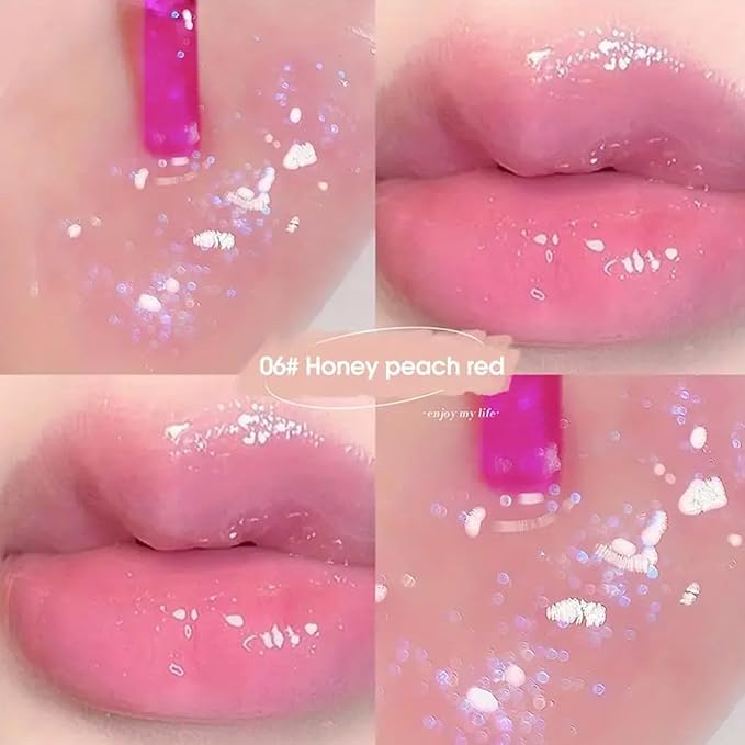 2Pcs Plumping Lip Gloss, Lustrous Dewy Finish Moisturizing Shimmer Color Changing Lip Stain Tinted Lip Balm Long Lasting Nourishing Reduce Lips Lines Plumping Serum Lip Oil Care