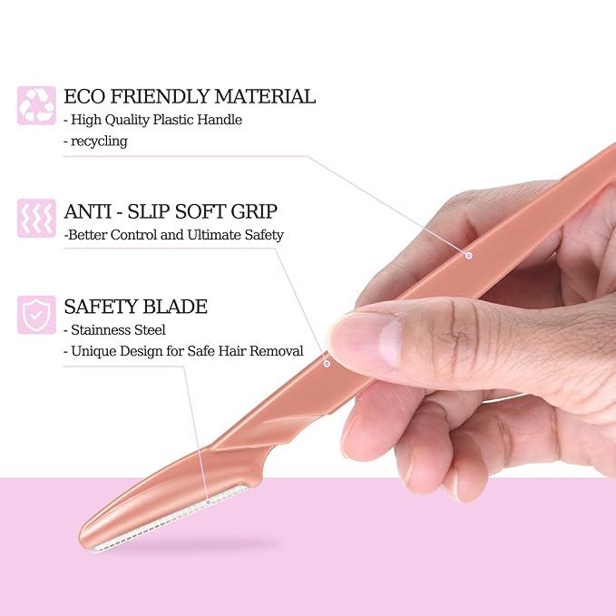 40pcs Eyebrow Razor for Women, Face Shaver Kit Dermaplaning Tool for Peach Fuzz Removal, Stainless Steel Blades with Protective Covers | Eyebrow Trimmer, Facial Hair Removal (Terracotta)