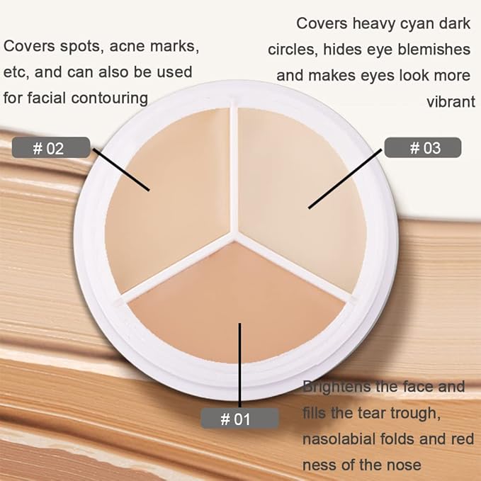 2pcs Tri-color Face Concealer Contour Palette With Brush