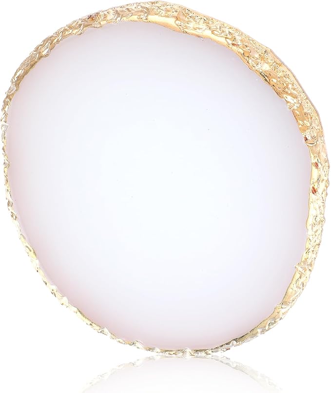 Resin Nail Art Palette Gold Edge Nail Holder Heart Shaped Color Makeup Foundation Mixing Tools Display Board Gel Nail Art Color Mixing Palette Painting Tray Manicure Tool (Irregular White)