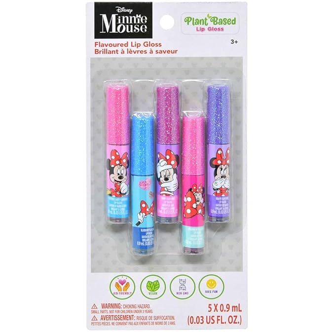 Disney Minnie Mouse 5-Pack Flavored Lip Gloss Set for Kids