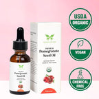 USDA Certified Organic Pomegranate Seed Oil (1 Oz) 100% Pure Natural, Hexane-Free, Face Moisturizer, Skin Hydration, Nails Natural Beauty Enhancement
