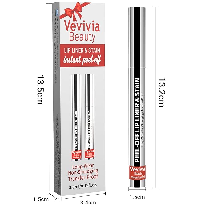 2pcs Lip Stain Peel Off - Lip Liner Stain Long Lasting Waterproof,2-in-1 Lip Liner with Tweezer Nude Matte,Non-Stick Cup,Highly Pigmented，Natural Finish,Stay On All Day,Perfect for Gift (Mauve+Rose)