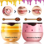3Pcs Honey Lip Balm Honey Pot, Strawberry& Apple Lime Lip Mask Overnight Propolis Moisturizing Lip Balm Hydrating Prevention Dry and Crack Lip Scrubs Exfoliator, Beeswax with Vitamin E