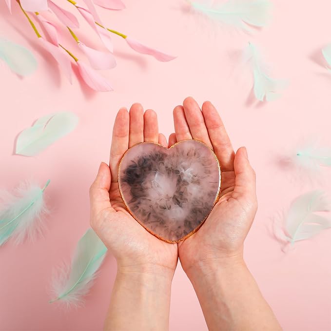 Sibba Resin Nail Art Palette Nail Mixing Palette Polish Color Mixing Plate Golden Edge Nail Holder Display Board Heart Shape Cosmetic Mixing Tools