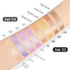 Kaely 4Pcs Metallic Shimmer Eye Shadow Sticks Set, Pink Light Purple Vioiet Mocha Beige, Eyeliner Pencil Eyeshadow Palette Halloween Makeup, Eye Highlighter Brightener Stick for Women
