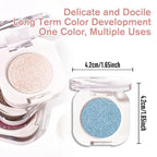 Sky Blue Single Metallic Shimmer Eyeshadow Makeup, Neutral Powde Eye Shadow for Women, Sky Blue Metallic Glitter Singles Eyeshadow Palette Pigmented Waterproof, Girls Monochrome Eyeshadows Gift