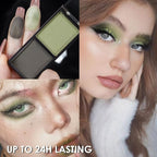 Green Black Two Color Matte Shimmer Glitter Eyeshadow,Bright High Pigment Eye Shadow Powder,Professional Long-Lasting Waterproof Makeup Palette,Blendable,Easy-To-Apply and Compact for Travel