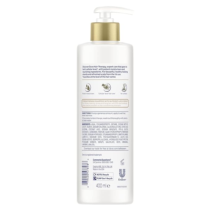 Dove Hair Therapy Shampoo for Damaged Hair Breakage Remedy Hair Shampoo with Nutrient-Lock Serum 13.5 fl oz