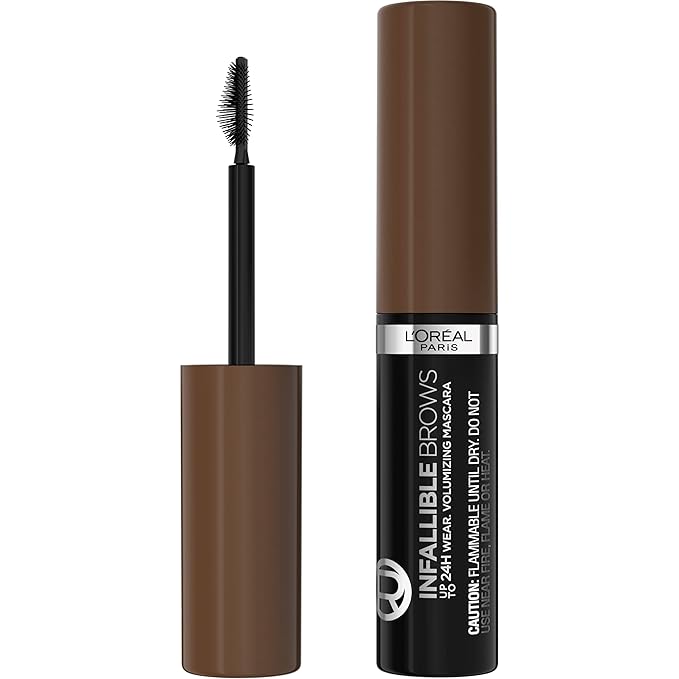 L'Oreal Paris Infallible Volumizing 24H Wear Brow Mascara, Long Lasting Eyebrow Makeup for 2X Fuller Eyebrows, 5.0 Brunette, 0.13 Fl Oz