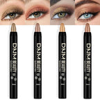 Kaely 4Pcs Metallic Shimmer Eye Shadow Sticks Set, Light Khaki Rose Gold Desert Gold Beige Gold, Eyeliner Pencil Eyeshadow Palette Halloween Makeup, Eye Highlighter Brightener Stick for Women