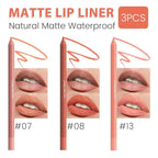 evpct 3Pcs Neutral Pale Orange Red Matte Long Lasting Wear Lip Liner Pencils Makeup Set for Shaping & Sculpting Lips, No Transfer Waterproof Pigmented Lip Liner Crayon lipliners Lipstick Pencil 7+8+13