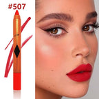 Crimson Lip Liner Pencil, Smooth Matte Lipstick Crayon with Lip Pencil Sharpener for Women, Velvet Smudge Proof Smudgeproof Waterproof No Transfer Makeup Forever Lipliner 507#