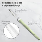 Face Razors for Women, Dermaplane Razor for Women Face, Eyebrow Razor, Facial Razors, Dermaplaning Tool, Reusable Metal Handle with 4 Microblades for Sensitive Skin, Peach Fuzz Remover, Green