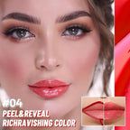 Vivid Burgundy Lip Stain Peel Off Lip liner and Lip oil with Tweezer, Dual-Ended Peel Off Lip Stain Tattoo, Highly Pigmented Long Lasting Waterproof, Transfer-proof for All Skin Types, 04#