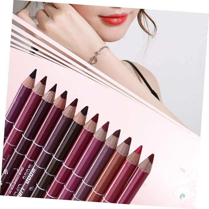 Non-drying Lip Liner 12pcs Pipliner Pencil Waterproof Lipliner Pencil Lip Liner Pencils Water Proof Eyebrow Pencil Natural Color Lip Liner