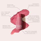 HAN Skincare Cosmetics Vegan, Cruelty-Free, 3-in-1 Multistick for Cheeks, Lips, Eyes, Cherry Cosmos | Large