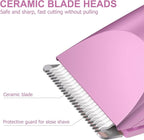 OLOV Electric Body Hair Trimmer - Groin Trimmer for Men - Bikini Trimmer Women - Wet/Dry Shaver Groomer, Replaceable Ceramic Blade Heads, USB Recharge Dock, Waterproof Hygiene Razor, Pink