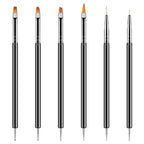 Artdone Nail Dotting Tools 6PCS Double-ended Nail Art Brushes Kit Nail Art Gel Polish Liner Brushes Design Pen For Nail Drawing And Nail Paint Brushes Small Detail Brushes
