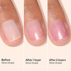 Manucurist Active Glow Grape All-in-One Perfecter Nail Polish & Care - No Lamp - Vegan & Made in France Ultra-Glowy Lilac Mirror-Like Shine - Nail Concealer & Care - Plant-Based Ingredients