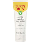 BURTS BEES SPF 30 Calming Day Face Lotion With Aloe and Rice Milk for Sensitive Skin, Sunscreen Face Lotion Soothes Redness and Irritation, 99.4 Percent Natural Origin Skin Care, 1.8 oz. Tube