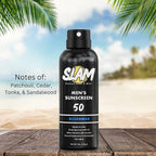 SLAM WoodsMan & BeachMan Bundle - Men's Scented Sunscreen, Sunscreen Spray, Water Resistant Sunscreen, Paraben Free, Broad Spectrum UVA/UVB Sunscreen (Large, 30, Sun Protection Factor (SPF))