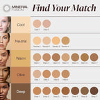 Mineral Fusion Pressed Powder Foundation, Warm 4 - Med/Tan Skin w/Yellowish Undertones, Age Defying Foundation Makeup with Matte Finish, Talc Free Face Powder, Hypoallergenic, Cruelty-Free, 0.32 Oz