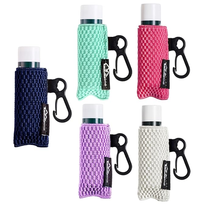 WKieason Lip Balm Sleeves Holder Keychain 5pcs Clip on Chapstick Keychain Holder Pouch Tight-Knit Elastic Lipstick Key Chain Holder
